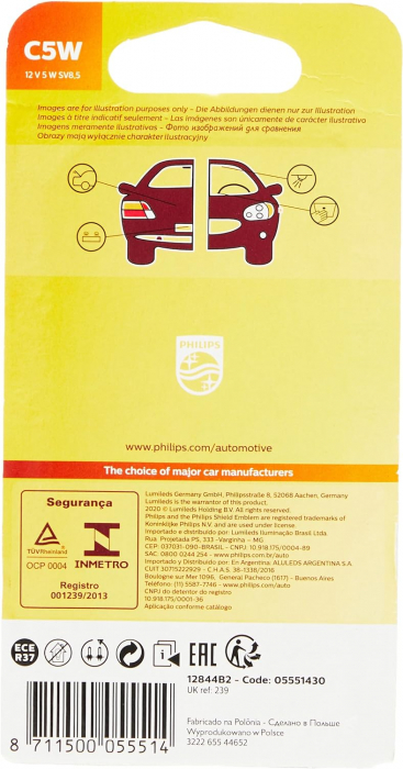 Set 2 bec C5W Philips 12V Festoon Vision blister [4]