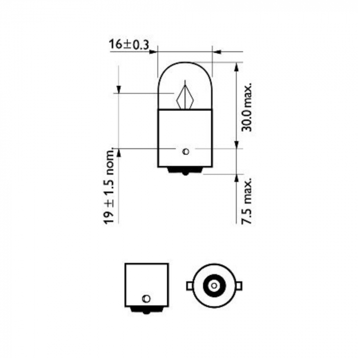 Set 2 Becuri Auxiliare R5W BA15S 12V (Blister) Philips [3]