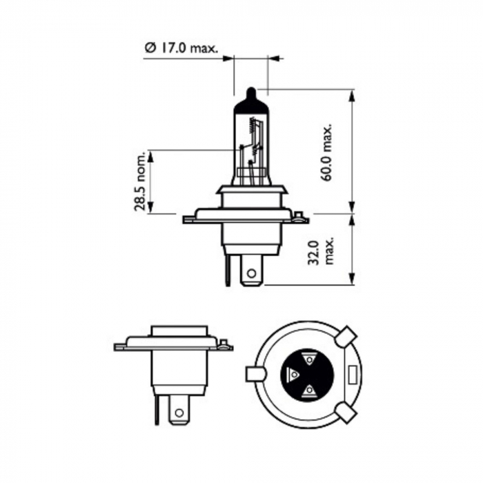 Set 2 Becuri Far H4 60/55W 12V Racing Vision GT200 Philips [3]