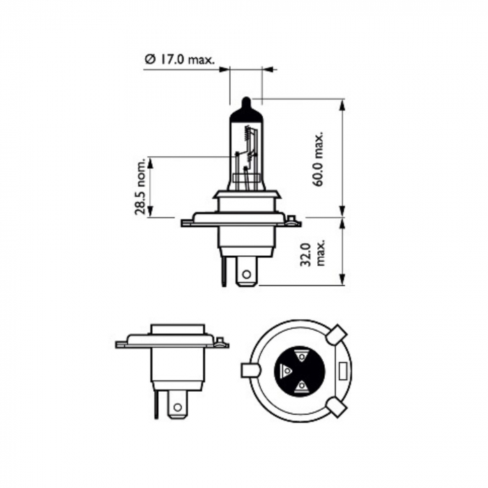 Set 2 Becuri Far H4 60/55W 12V Vision Plus (Cutie) Philips [3]