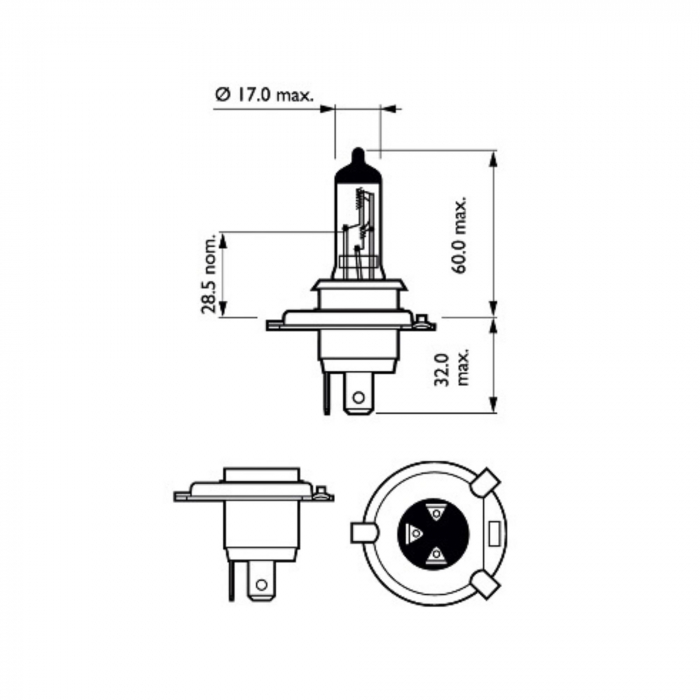 Set 2 Becuri Far H4 P43T 60/55W 12V Vision Philips [3]