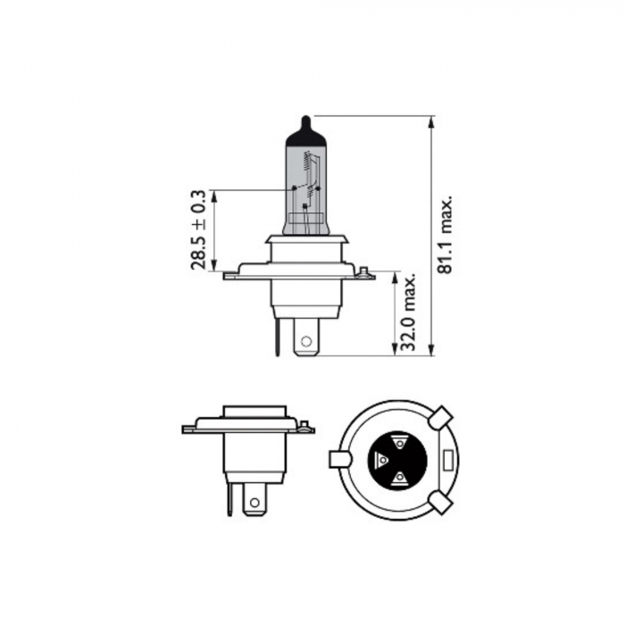 Set 2 Becuri Far H4/W5W P43T-38 60/55W 12V White Vision Ultra Philips [3]