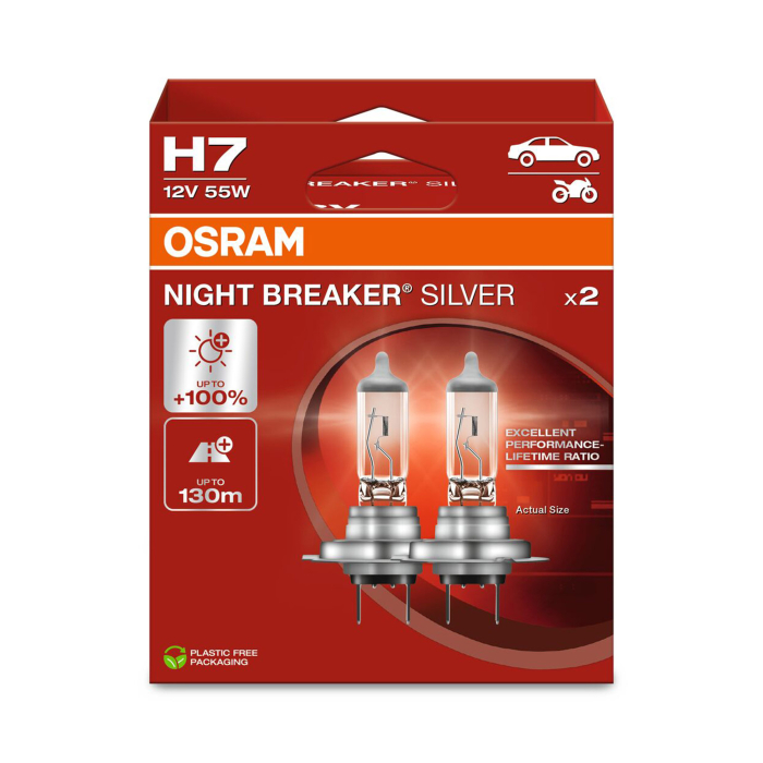 Set 2 becuri H7 55W Osram Night Breaker Silver +100% [1]