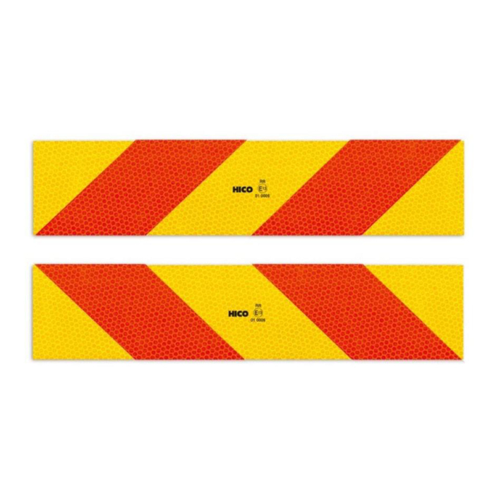 Set 2 plăcuțe reflectorizante Hico galben/roșu fluorescent  565x132 mm aluminiu [1]