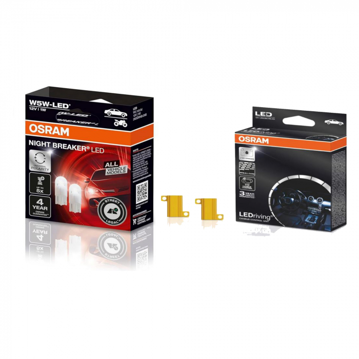 Pachet 2 x W5W Osram LED omologare RAR Street Legal 6000K + 2 x anulatoare eroare Osram Canbus Control