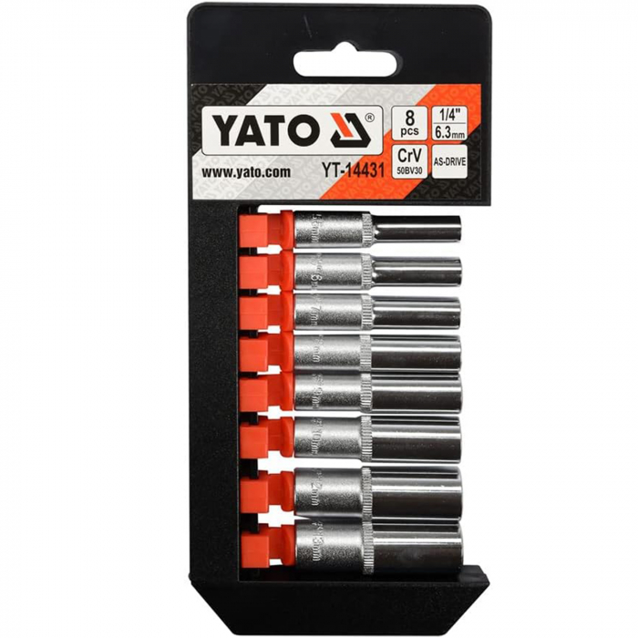 Set 8 chei tubulare lungi Yato 1 4 6.3 mm
