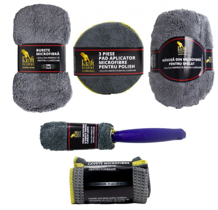 Set auto Kraftmann pentru curatenie cu 9 piese din microfibra [2]