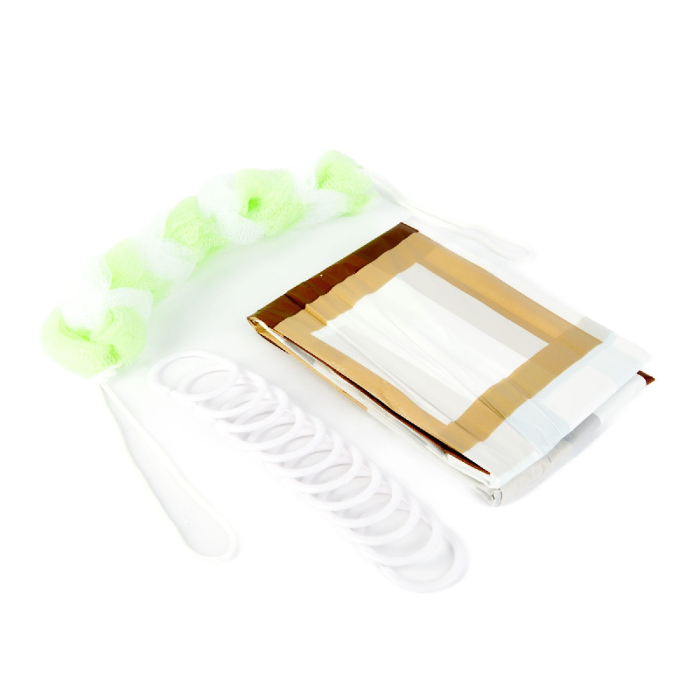 Set perdea de duș 180 x 180 cm - Inclus burete lung de baie, fără BPA [2]