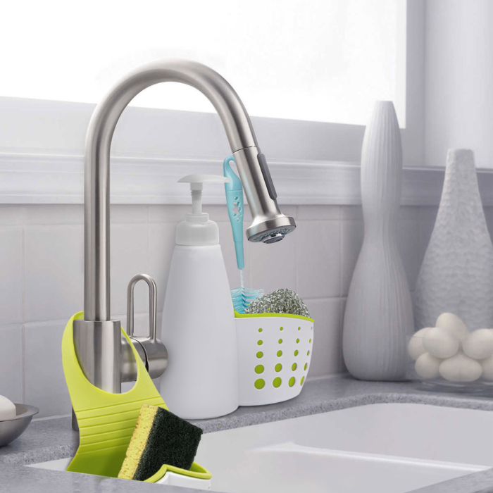 Set 3 suporturi baie/bucătărie cu dozator - cleme reglabile, material soft-touch [2]