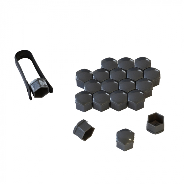 Set 20 capace prezoane 21 mm gri + cleste montare [2]