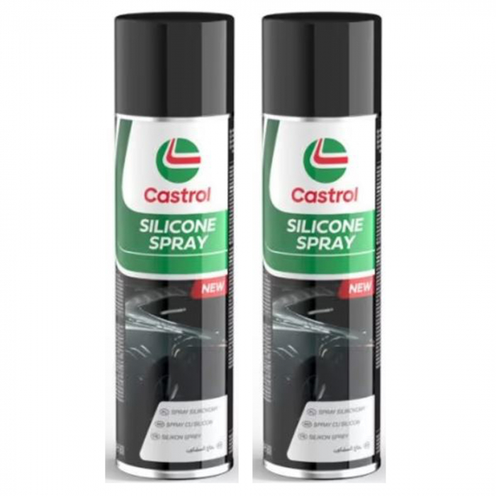 Pachet 2 x Spray Castrol cu silicon pentru metal si plastic 500 ml