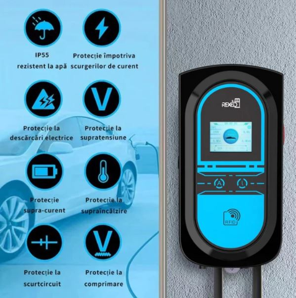 Statie de incarcare REXED pentru masini electrice - 11 kw, 32A - WIFI, 3 cartele RFID [3]