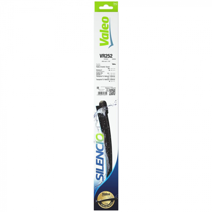 Stergator luneta Valeo Silencio 404mm VR252 pentru Skoda Fabia II Combi, Octavia II, VW Caddy Life, Touran I, Transporter T5