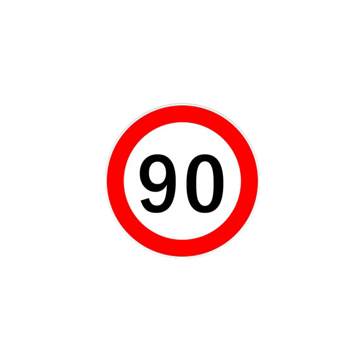 Sticker autocolant (12 cm) limitare viteza 90 km h