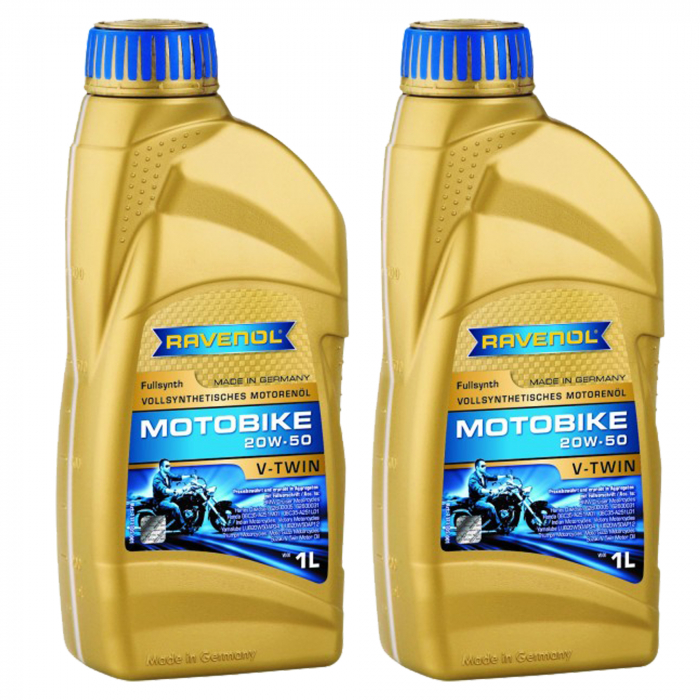 Pachet 2 litri ulei moto Ravenol Motobike V-Twin 20W50 fullsynth
