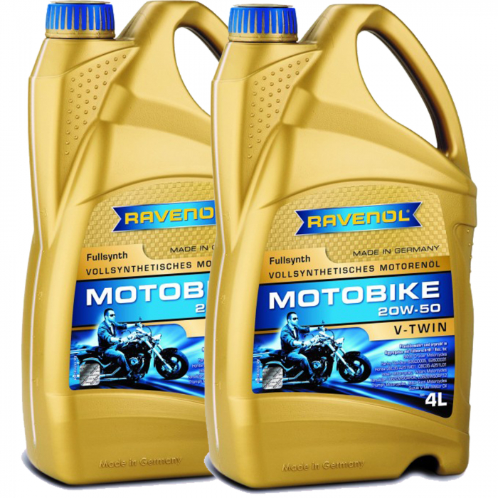 Pachet 8 litri ulei moto Ravenol Motobike V-Twin 20W50 fullsynth