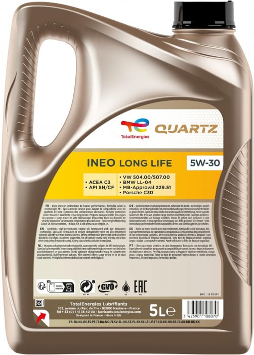 Ulei sintetic Total Quartz Ineo LongLife C3 5W30 5 litri [2]