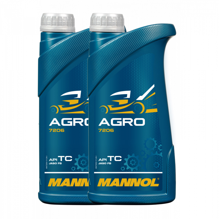 Pachet 2 litri Ulei Motor MANNOL Agro 2-Takt Mineral (Utilaje Grădină, Husqvarna, Culoare Verde) [1]