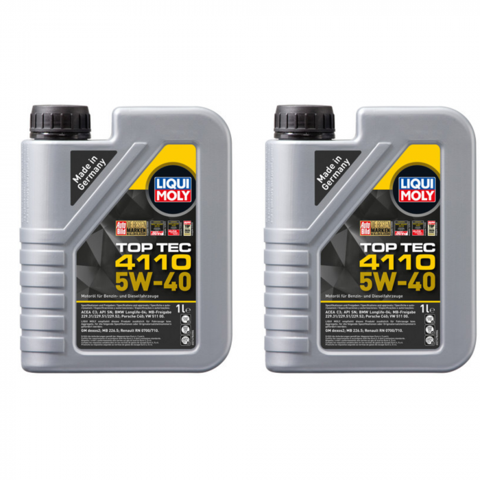 Pachet 2 litri Ulei Motor Sintetic Liqui Moly Top Tec 4110 5W40