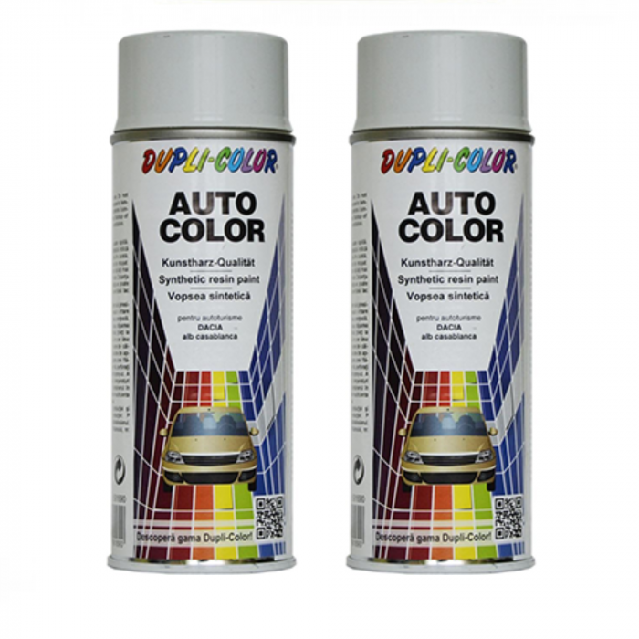 Pachet 2 x Vopsea Spray Auto Dacia Alb Casablanca Dupli color  350 ml