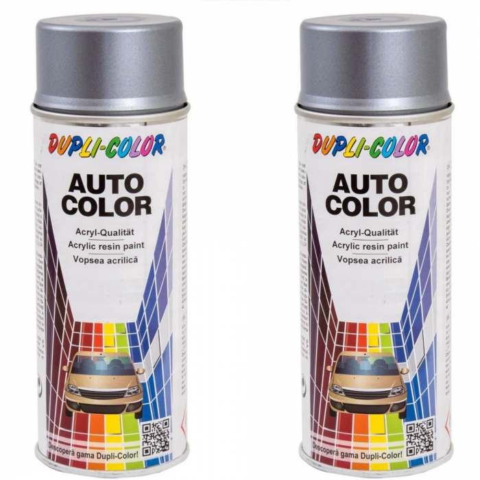Pachet 2 x Vopsea spray auto Dacia gri cuart metalizata Dupli Color 350 ml