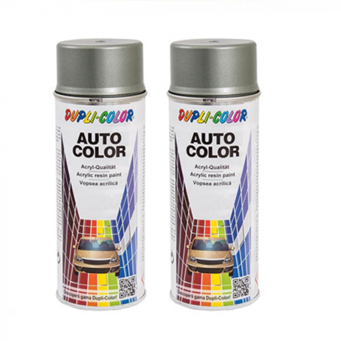 Pachet 2 x Vopsea spray auto Dacia gri verde primavara metalizata Dupli-Color 350 ml