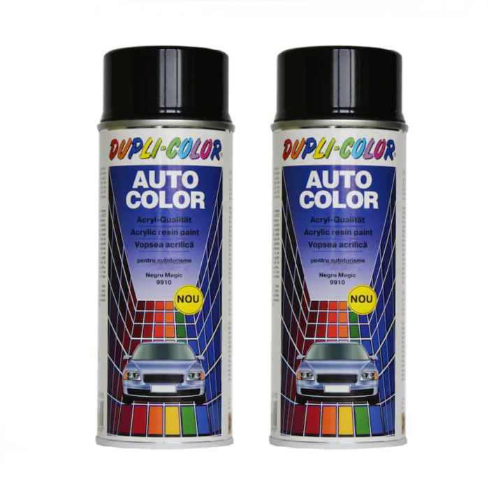 Pachet 2 x Vopsea Spray Auto Dacia Negru Magic Metalizata Dupli-Color 350 ml