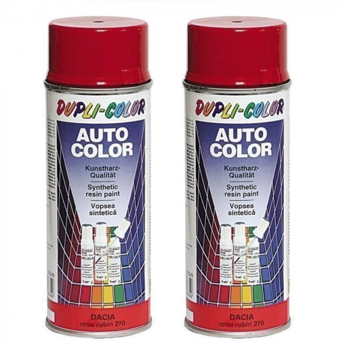 Pachet 2 x Vopsea Spray Auto Dacia Rosu 270 Dupli-Color 350 ml