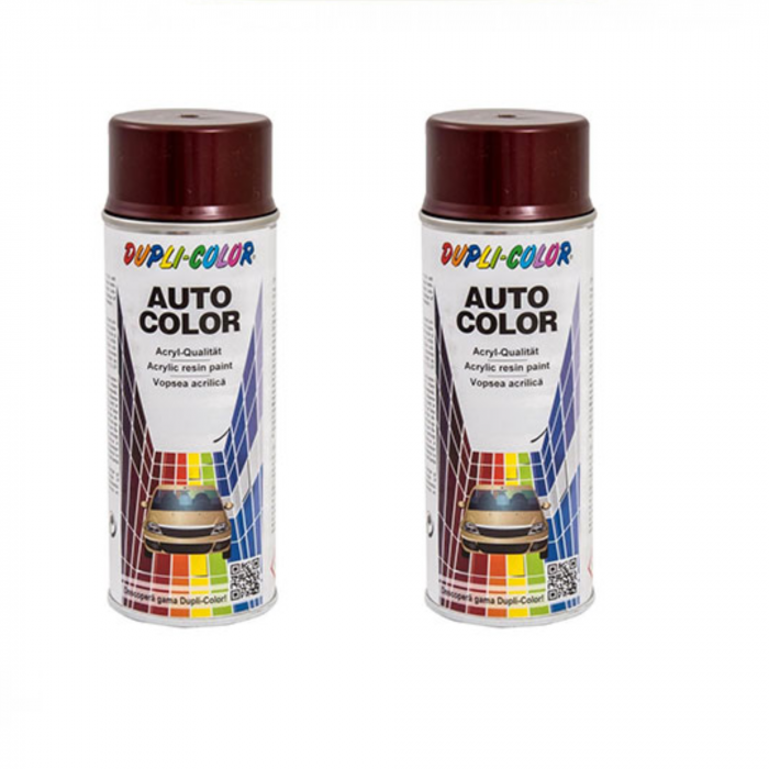 Pachet 2 x Vopsea spray auto Dacia rosu indian metalizata Dupli Color 350 ml