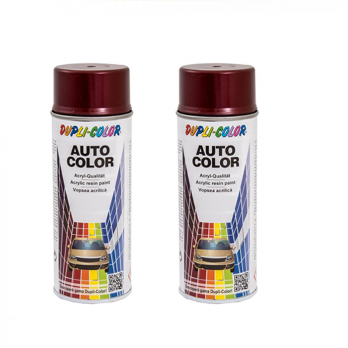Pachet 2 x Vopsea spray auto Dacia rosu rubin metalizata Dupli Color 350 ml