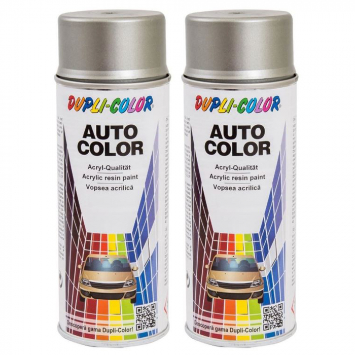 Pachet 2 x Vopsea Spray Auto Dupli-Color Dacia Logan Gri Perla TE01D Metalizata 350 ml