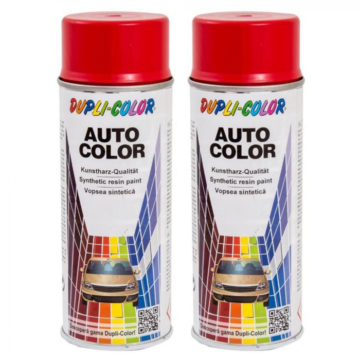 Pachet 2 x Vopsea Spray Auto Dupli-Color Dacia Logan Rosu Passion 021C 350 ml