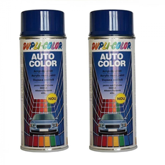 Pachet 2 x Vopsea Spray Auto Skoda Albastru Dynamic 4590 Dupli-Color 400 ml