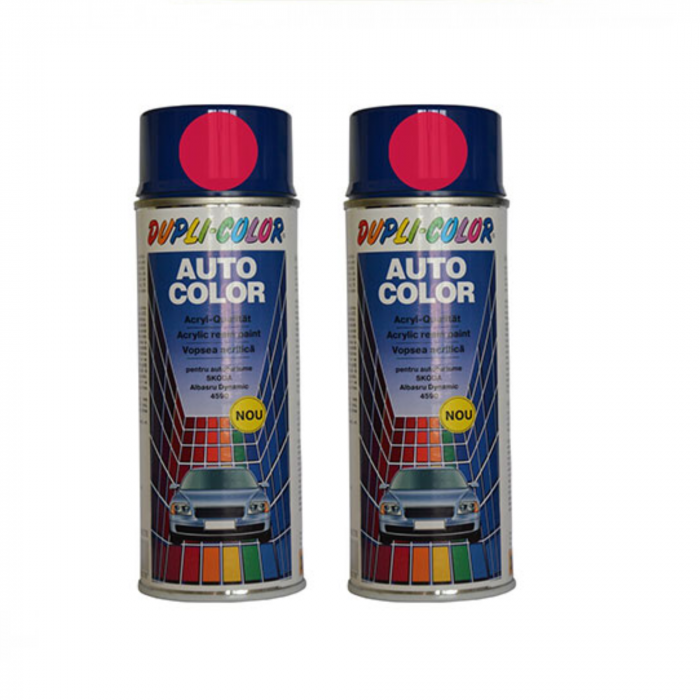 Pachet 2 x Vopsea spray auto Skoda  rosu corrida Dupli Color 350 ml