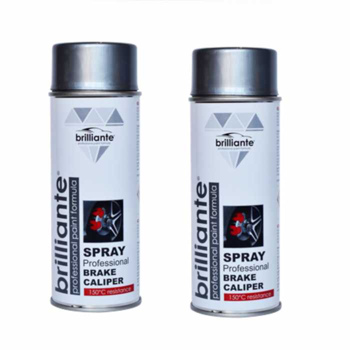 Pachet 2 x Vopsea Spray Brilliante Argintiu pentru Etriere Frane RAL 9006 400 ml