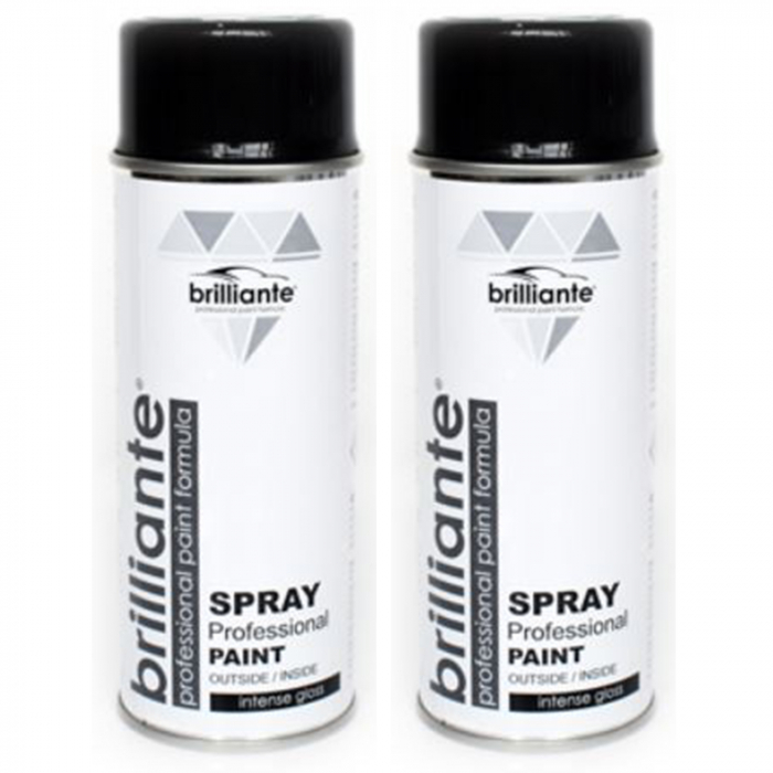 Pachet 2 x Vopsea Spray Brilliante Negru Trafic Lucios RAL 9017 400 ml