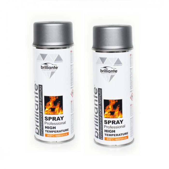 Pachet 2 x Vopsea Spray Brilliante Temperaturi Inalte Argintiu 400 ml