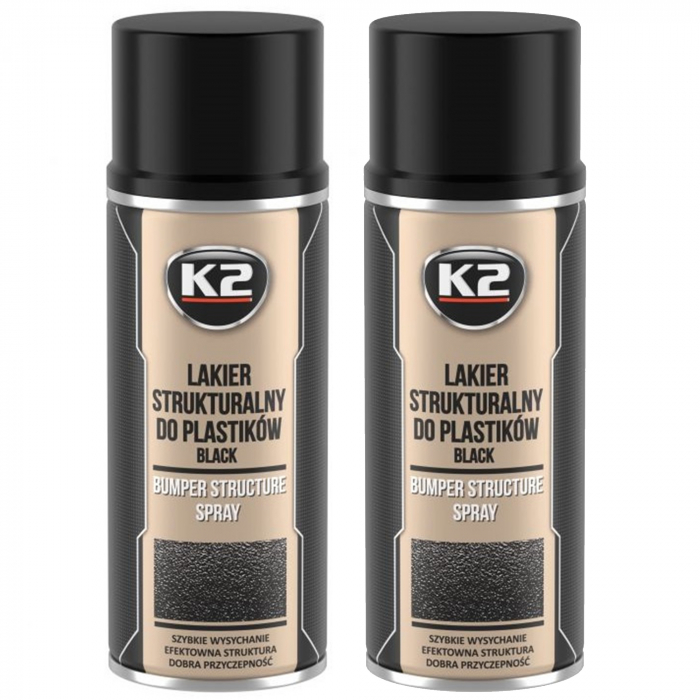 Pachet 2 Vopsea Texturata K2 pentru plastic bara protectie 400 ml