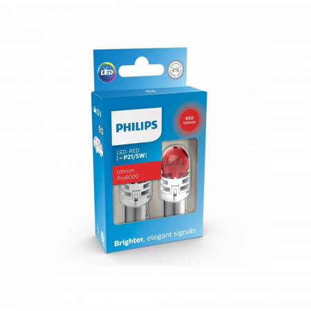 Set 2 Becuri  Auxiliare Cu Led 12V P21/5W Ultinon PRO6000SI Red Philips [1]