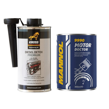 Aditivi Auto - Pachet Performanță Diesel: Kross Detox Premium (Curățare Injecție/DPF) + Stabilizator Ulei MANNOL Motor Doctor 9990 (300 ml)