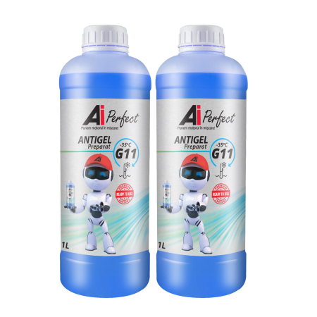 Branduri - Pachet 2 litri Antigel AiPerfect G11R, Gata Preparat până la -35 grade C, Silicat (Culoare Albastru)