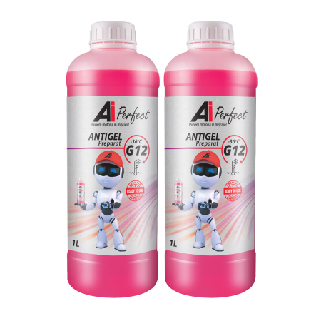 Branduri - Pachet 2 litri Antigel AiPerfect G12R Gata Preparat până la -35 grade C (OAT, Roșu/Roz)