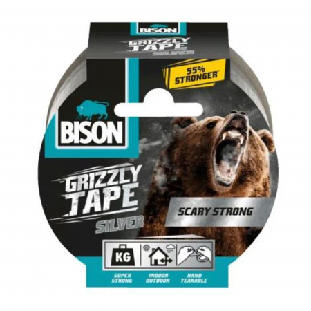 Branduri - Banda adeziva Bison texturata argintie pentru reparatii 48mm x 10m