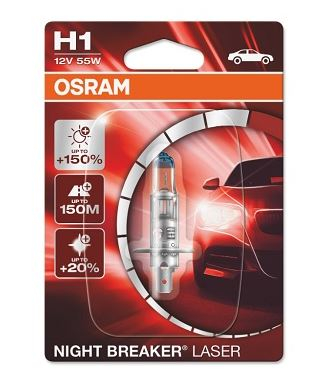 Halogen - Bec 12V H1 55 W, Night Breaker Laser NextGen +150% Blister, 1 Buc, Osram