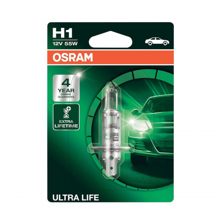 Halogen - Bec 12V H1 55 W, Osram, Ultra Life Blister, 1 Buc