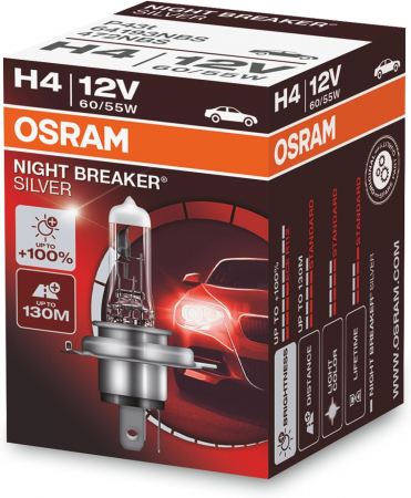 Halogen - Bec halogen H4 12V Osram Night Breaker Silver +100%