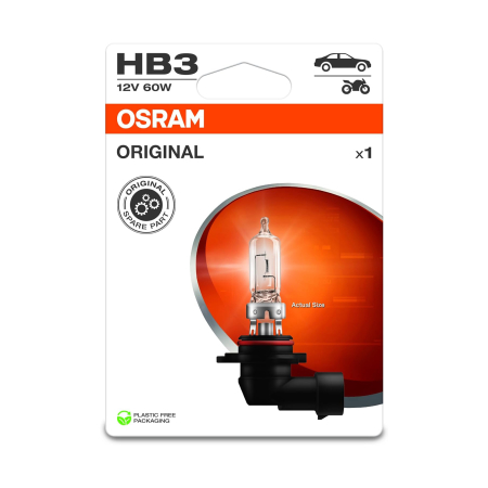 Bec Auto Halogen HB3 (9005) Osram Original Line, 12V, 60W, Blister 1 Buc, Calitate OEM, Faza Lunga / Proiector