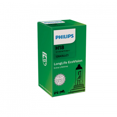 Becuri Auto - Bec Far H18 65W 12V Long Life Ecovision (Cutie) Philips