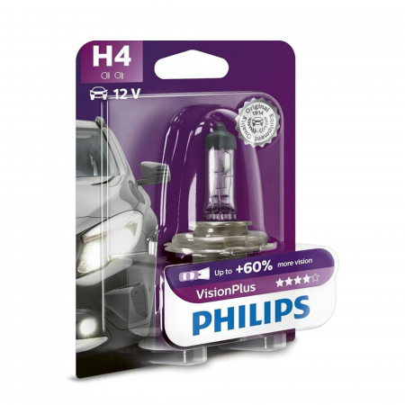 Electrica si Electronice Auto - Bec Far H4 P43T 60/55W 12V Vision Plus Philips