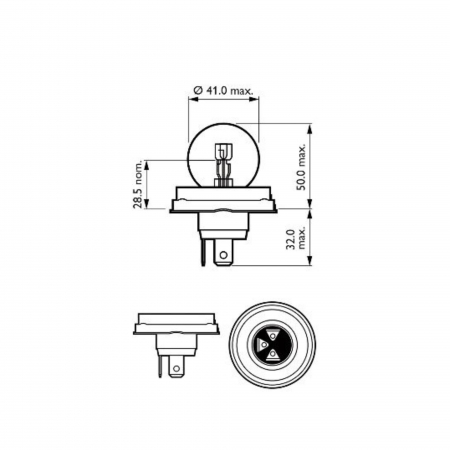 Pachet 2 Becuri Far R2 12V 45/40W Vision Philips (Blister) [2]